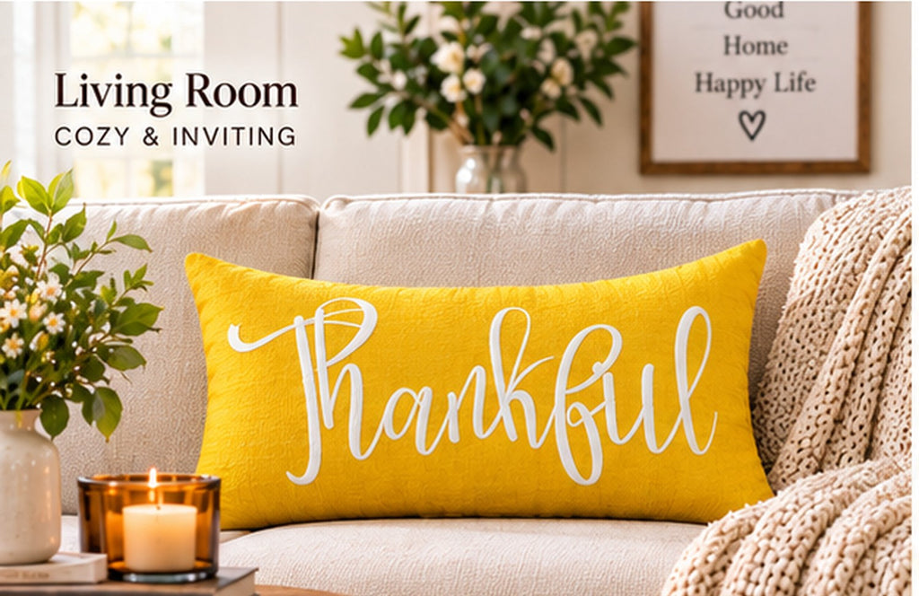 Thankful Autumn Lumbar Pillow Cover – Fall Decorative Accent Cushion– Pack of 2