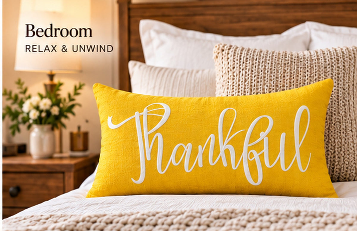 Thankful Autumn Lumbar Pillow Cover – Fall Decorative Accent Cushion– Pack of 2