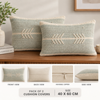 Sage Reverie Textured Cotton-Jute Cushion Cover