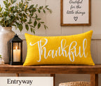 Thankful Autumn Lumbar Pillow Cover – Fall Decorative Accent Cushion– Pack of 2