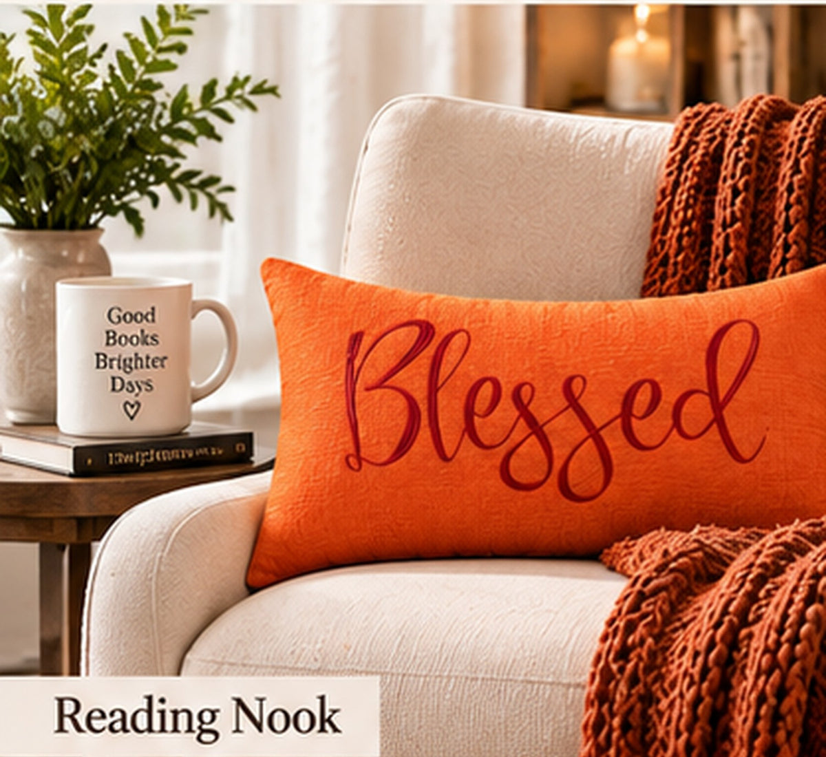 Blessed Autumn Lumbar Pillow Cover – Fall Decorative Accent Cushion - pack of 2