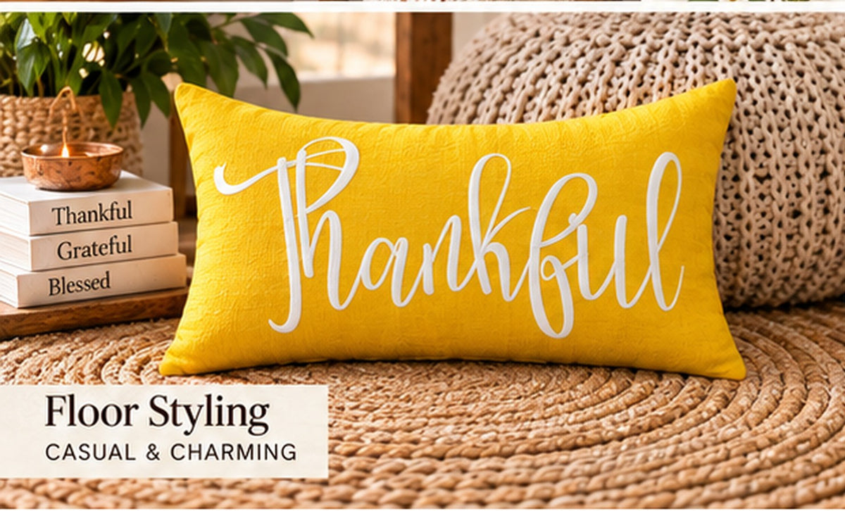Thankful Autumn Lumbar Pillow Cover – Fall Decorative Accent Cushion– Pack of 2