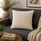 Ivory Cloud Cotton Blend Textured Cushion Cover