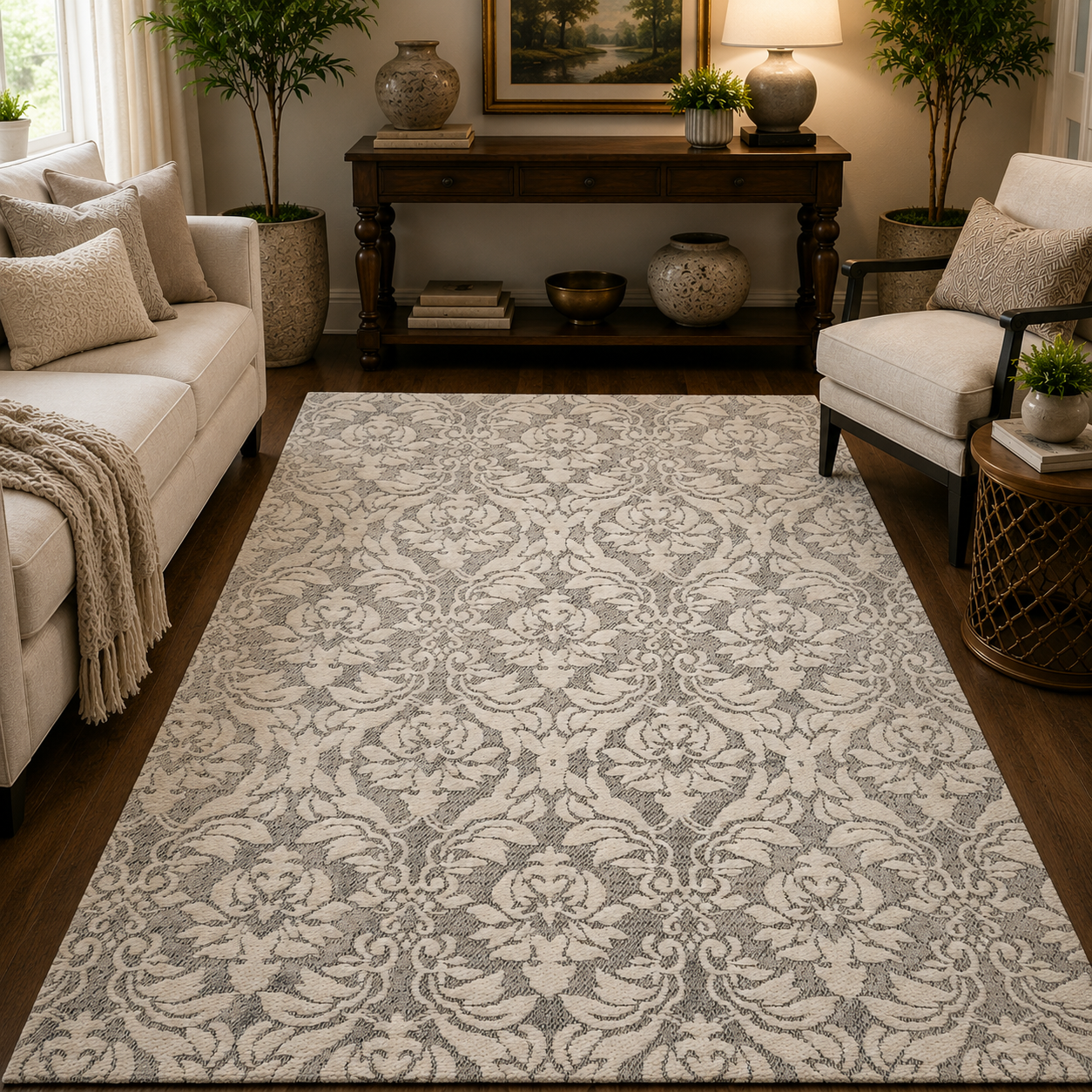 Timeless Damask Rug