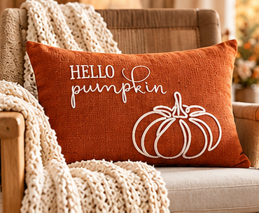 Hello Pumpkin Fall Harvest Cushion Cover – Autumn Decorative Accent Pillow– Pack of 2