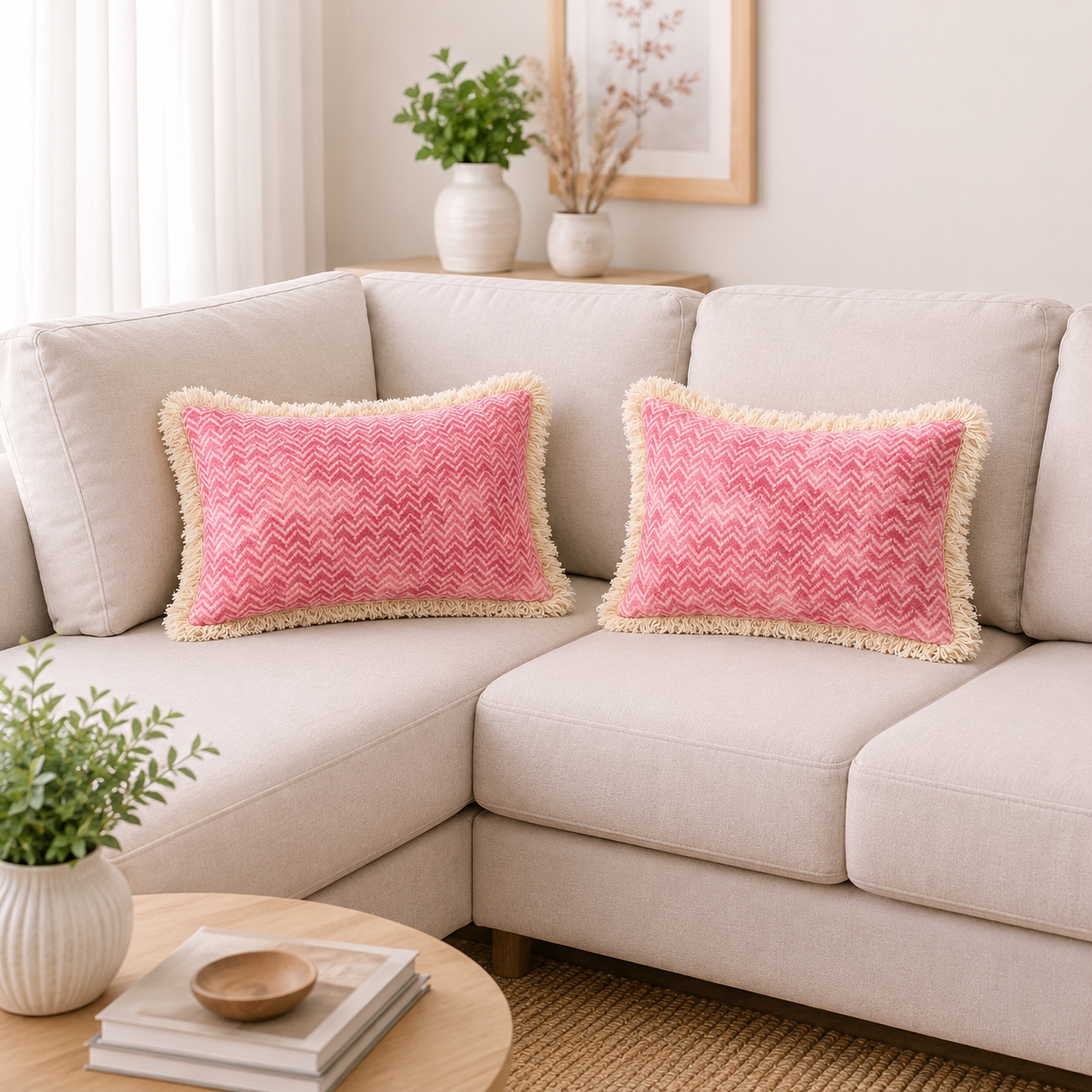 Blush Chevron Luxe Cushion