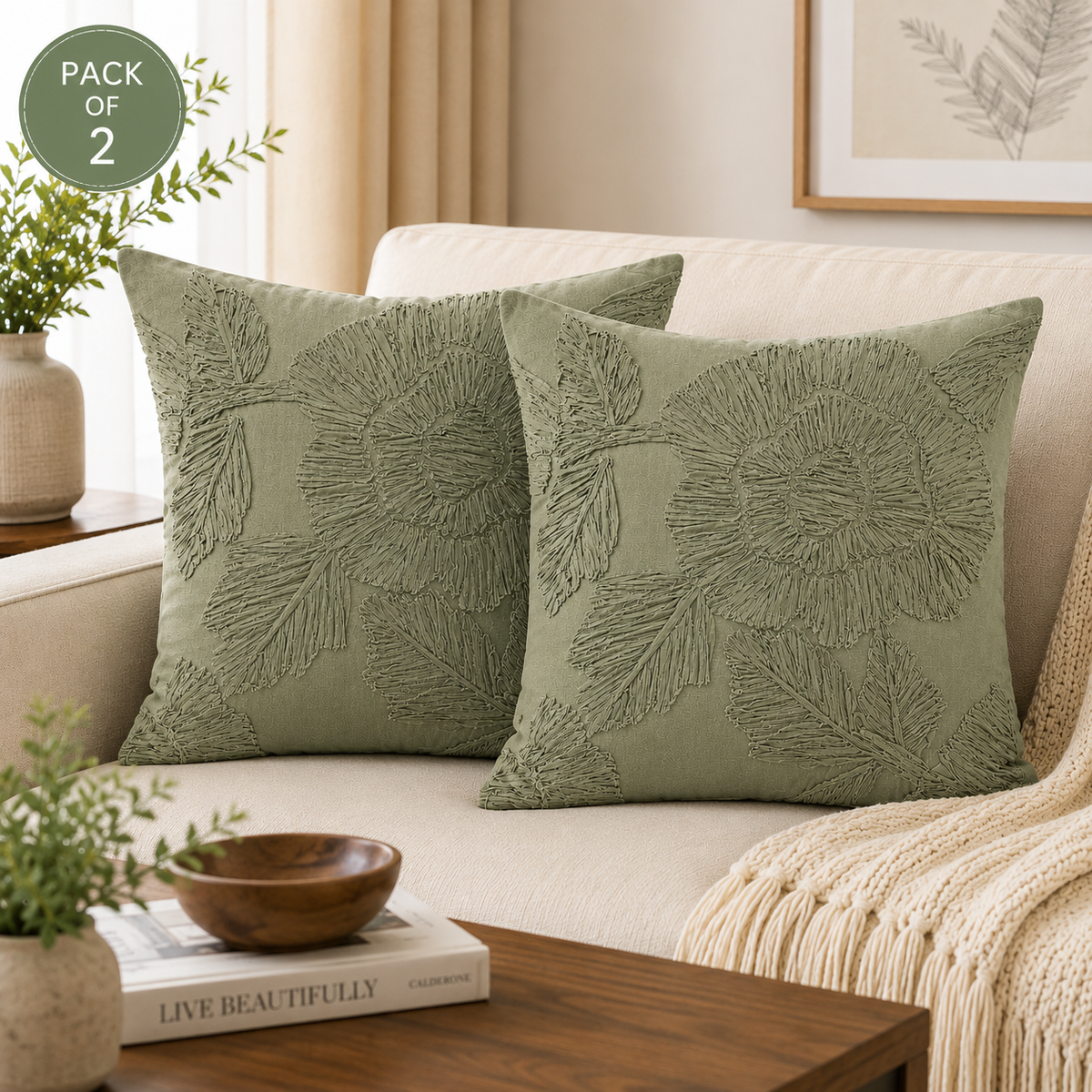 Sculpted Petals Handwoven Cushion Cover
