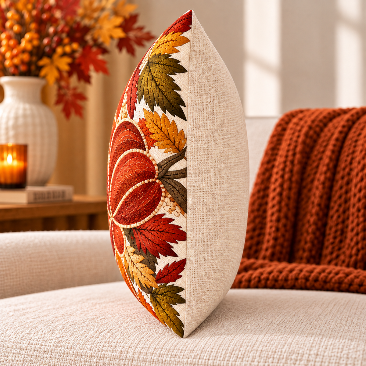 Vintage Harvest Pumpkin Pillow Cover – Rustic Autumn Decorative Throw Pillow - pack of 2