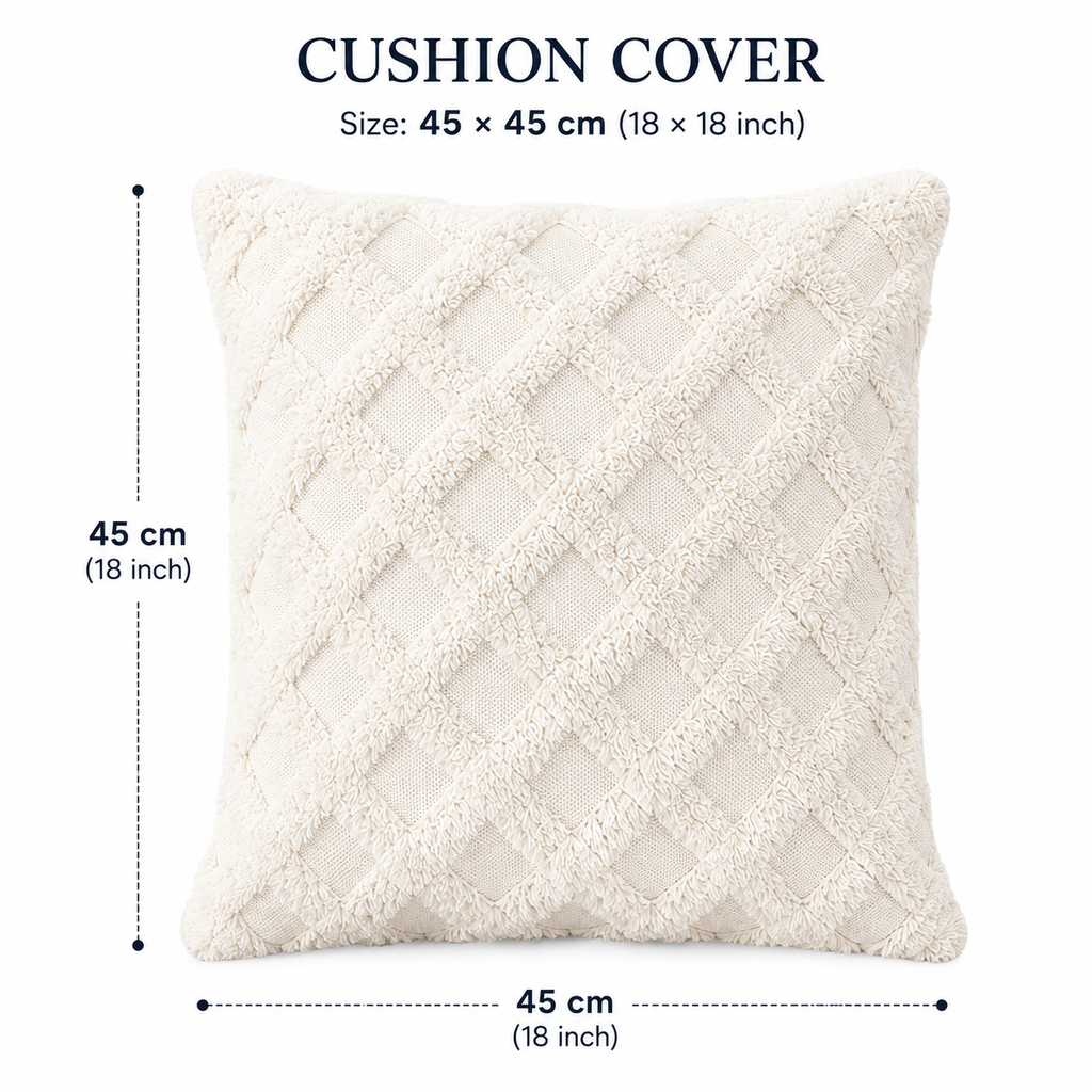 Ivory Terrain Tufted Cotton Cushion Cover