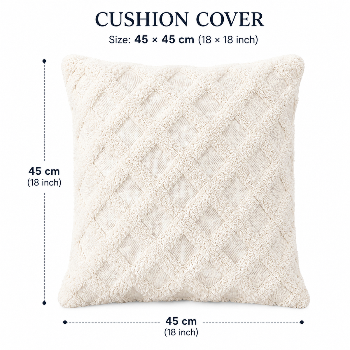 Ivory Terrain Tufted Cotton Cushion Cover