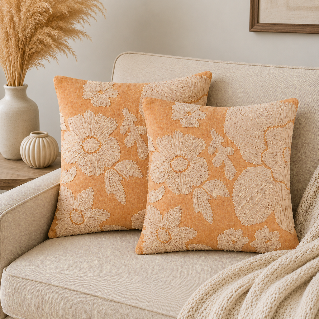 Sculpted Petals Handwoven Cushion Cover