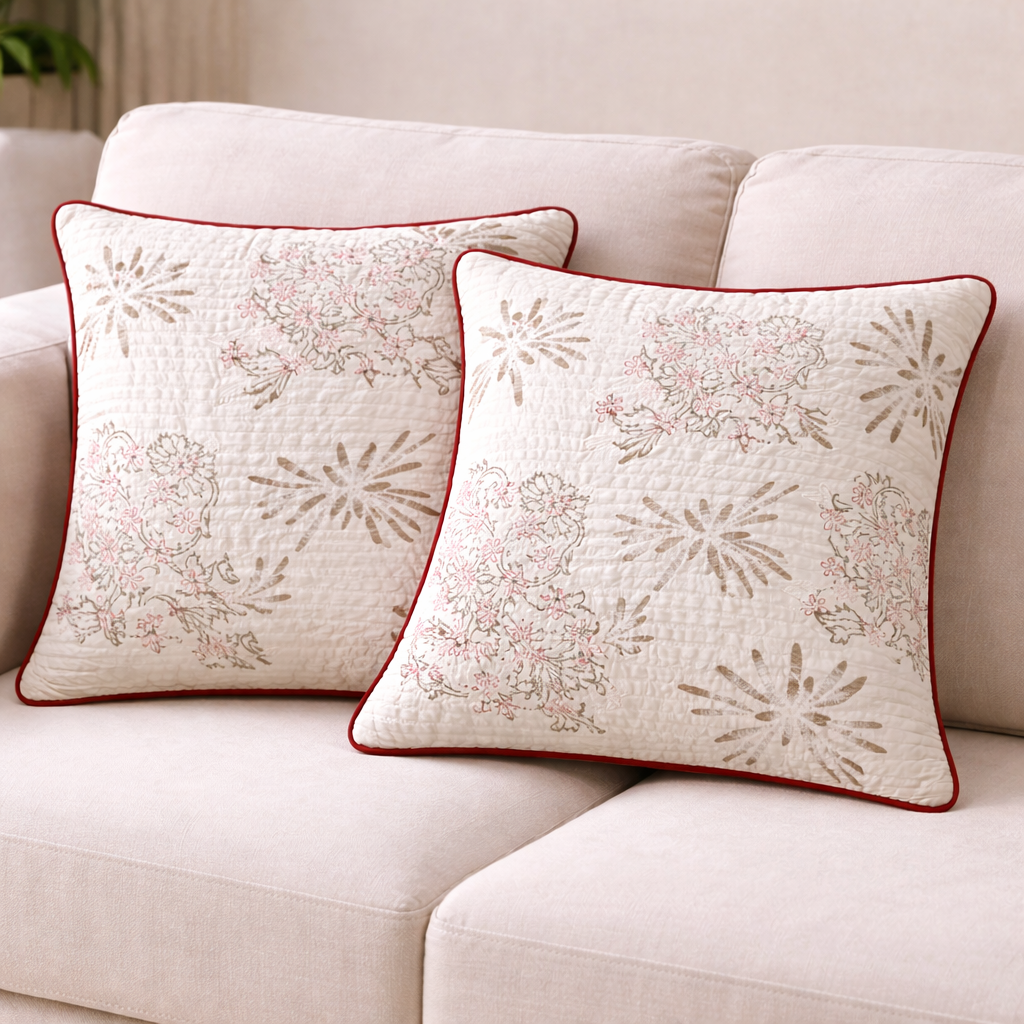 Scarlet Blossom Charm  Cushion Cover