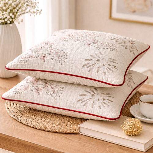 Scarlet Blossom Charm  Cushion Cover