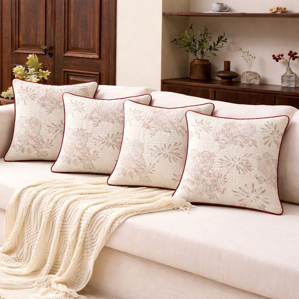 Scarlet Blossom Charm  Cushion Cover