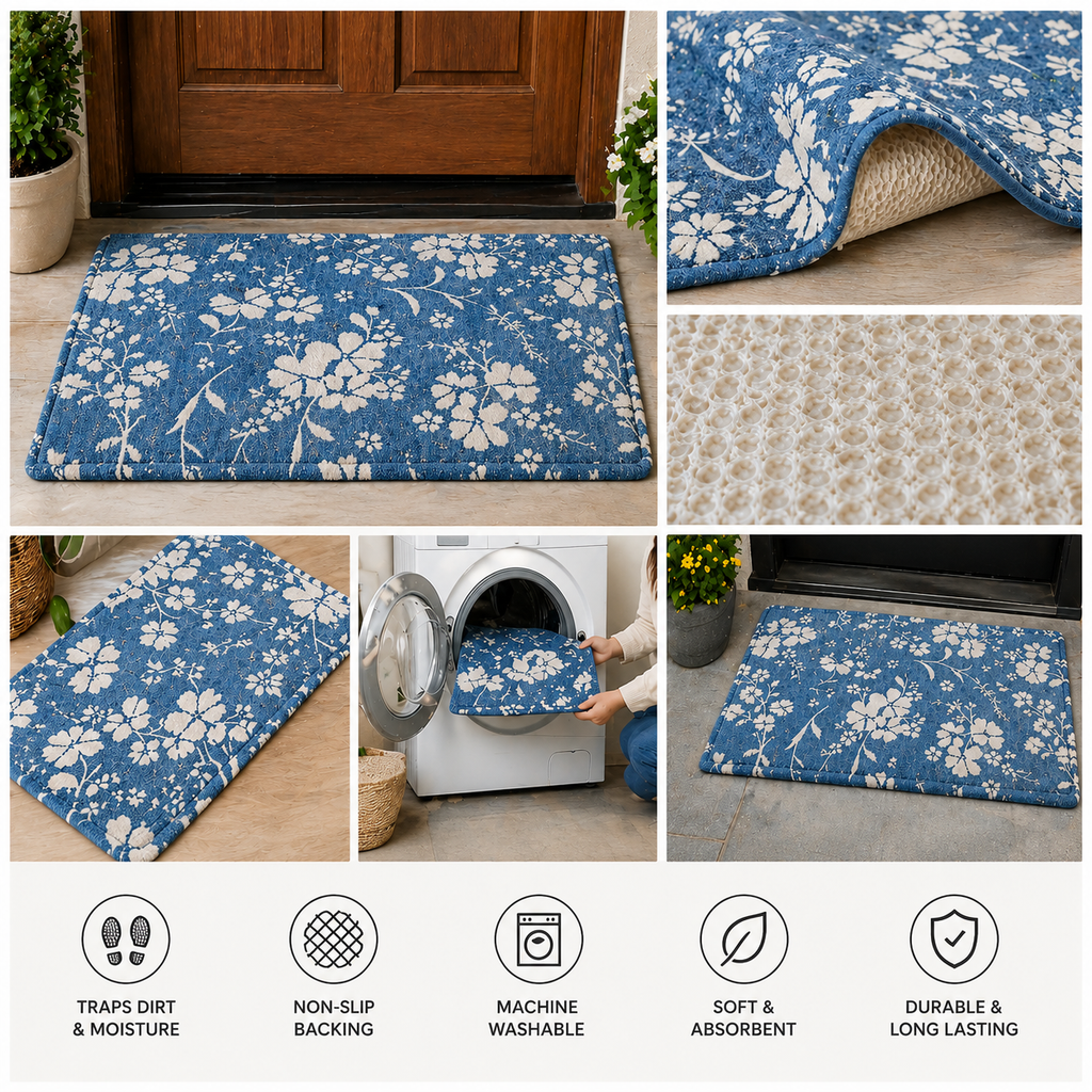 Aqua Bloom Bath Mat
