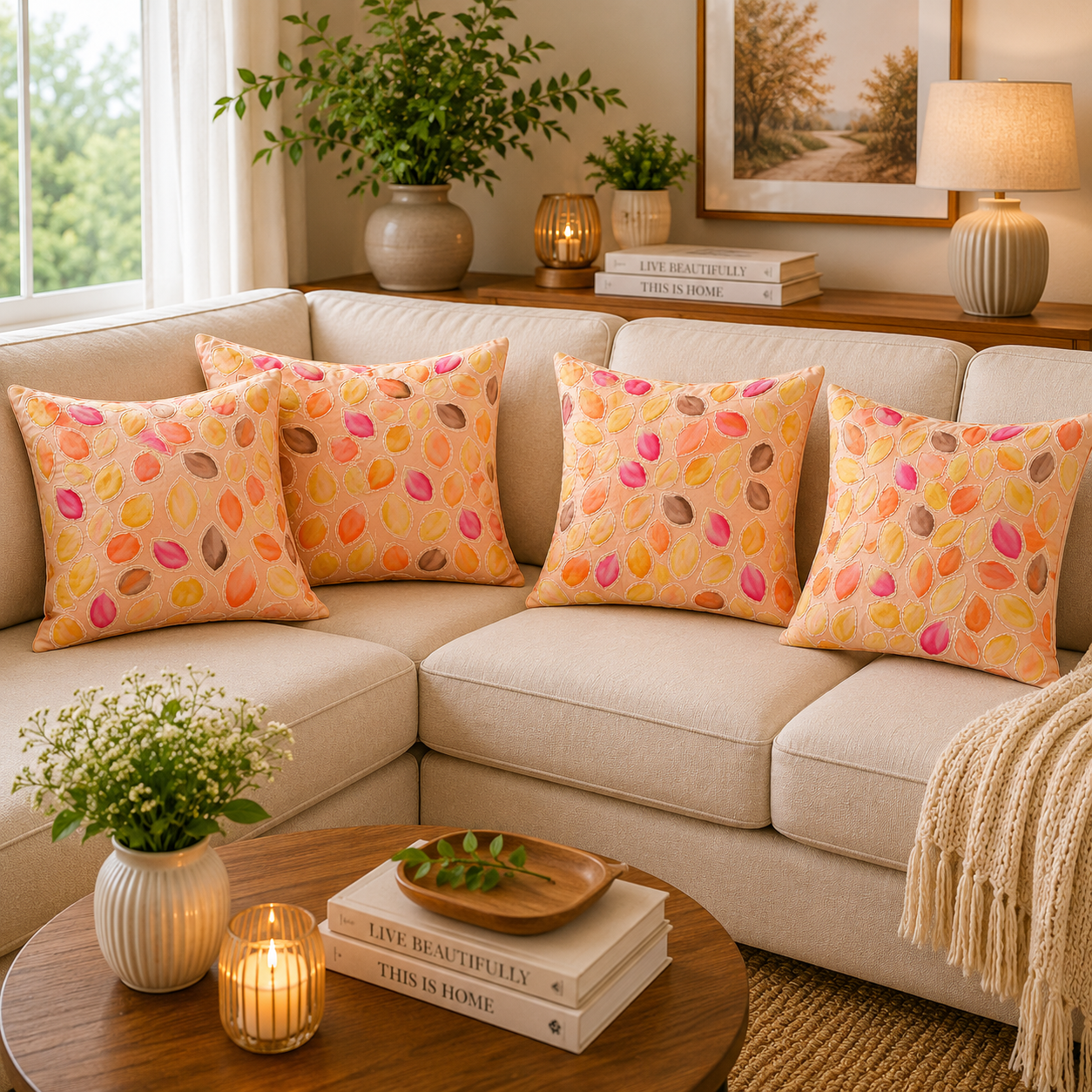 Blush Terra Leaf Cushion