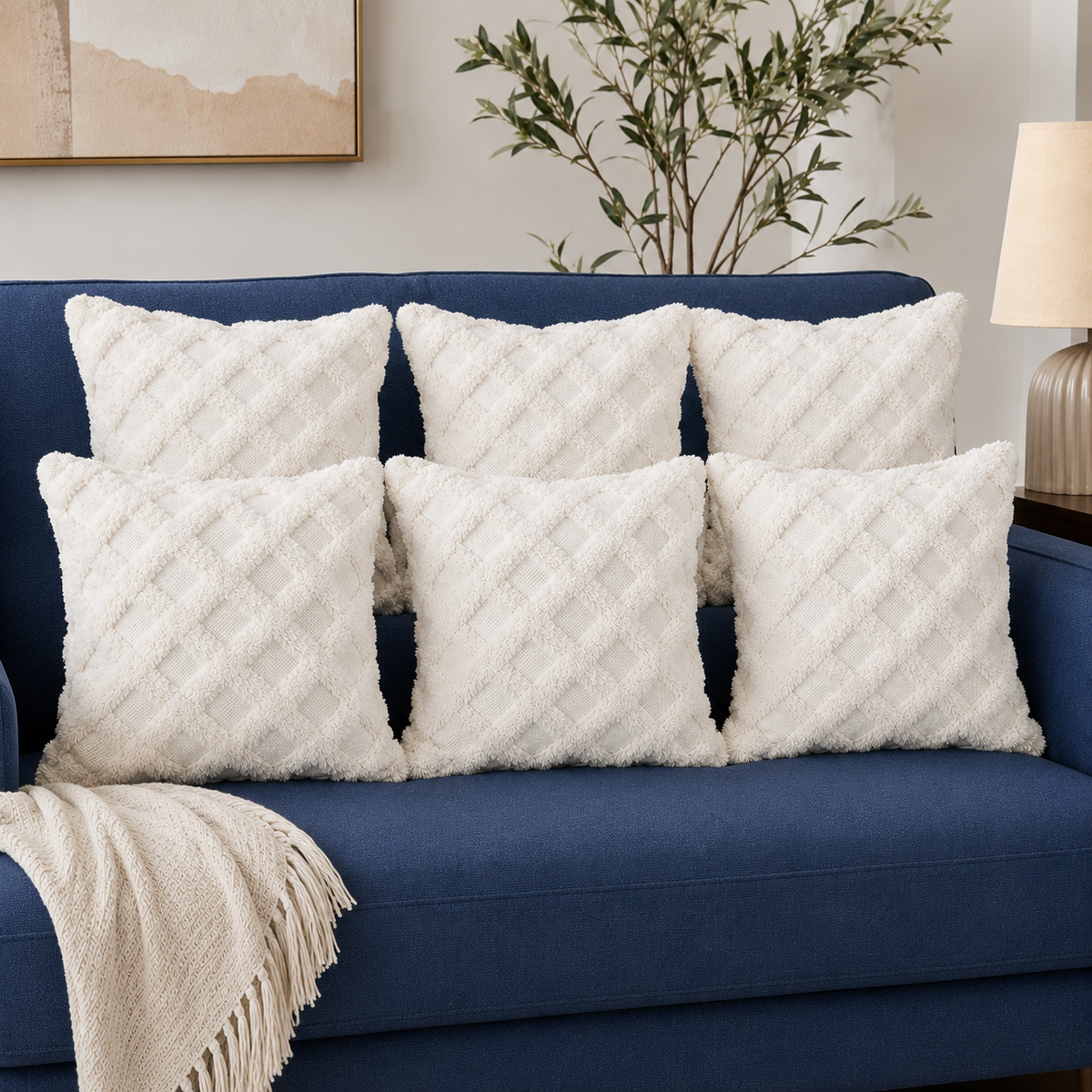 Ivory Terrain Tufted Cotton Cushion Cover