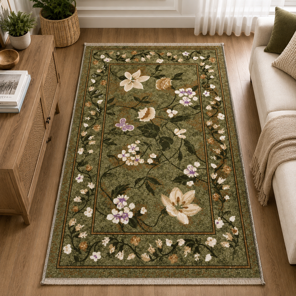 Antique Meadow Olive Rug