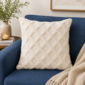 Ivory Terrain Tufted Cotton Cushion Cover