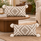 Sandstone Diamond Tufted Cotton Blend Cushion Cover