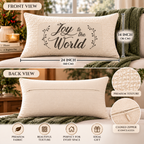 Joyful Noel Christmas Lumbar Pillow Cover – Festive Holiday Decorative Accent Pillow- pack of 2