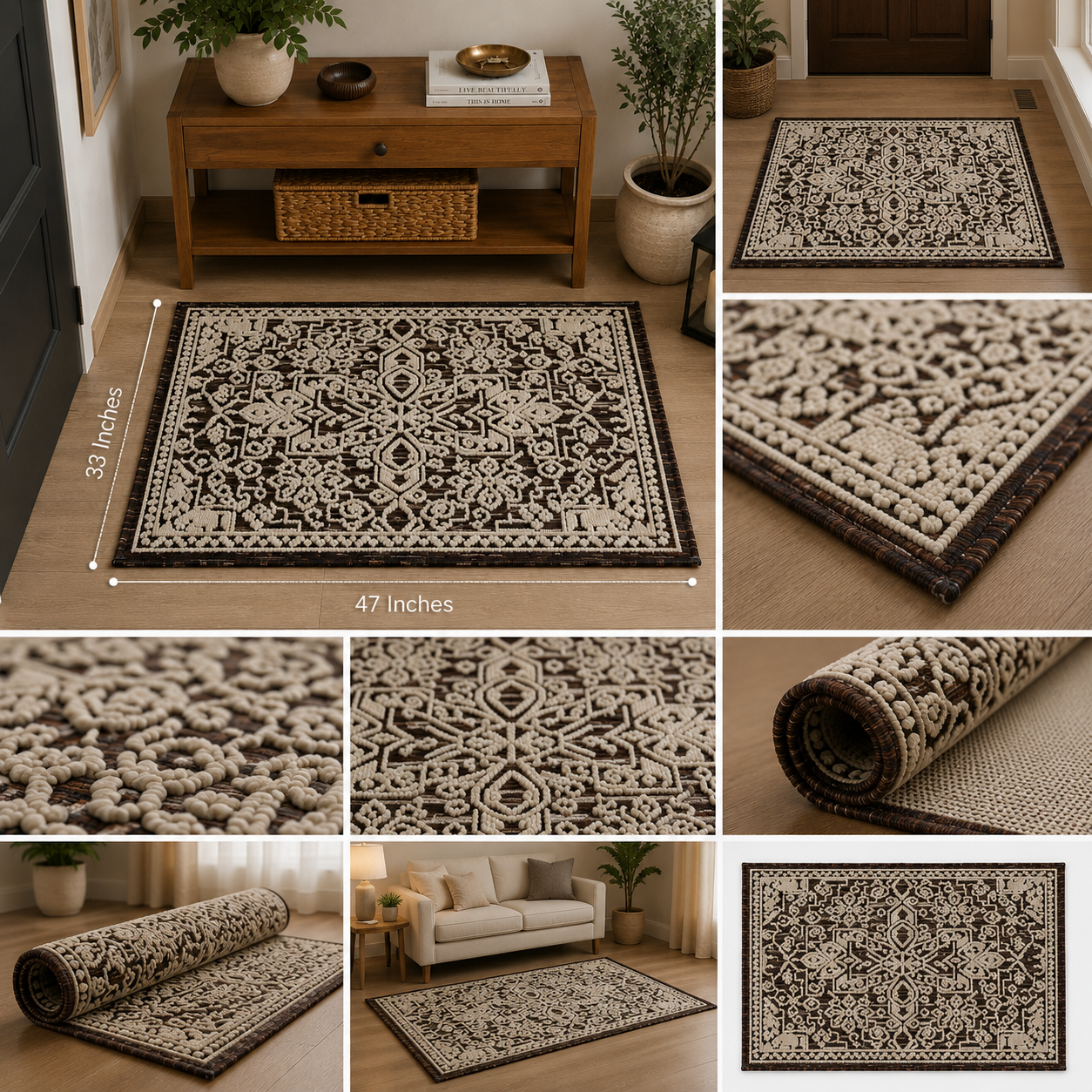 Royal Mocha Damask Rug
