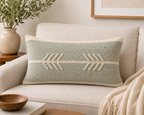 Sage Reverie Textured Cotton-Jute Cushion Cover