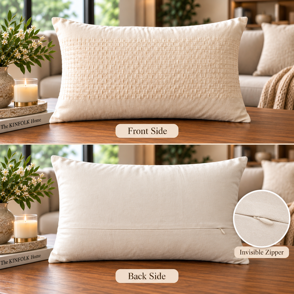 Artisan Weave Handwoven Cotton Throw Pillow Cover