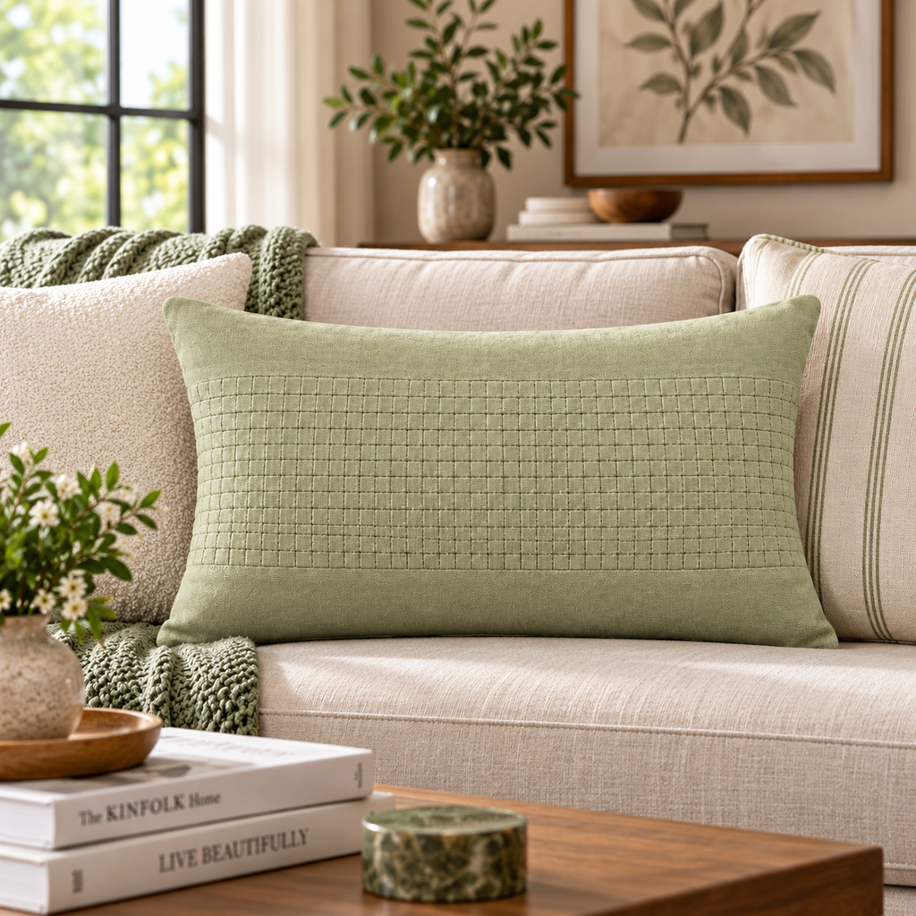 Artisan Weave Handwoven Cotton Throw Pillow Cover