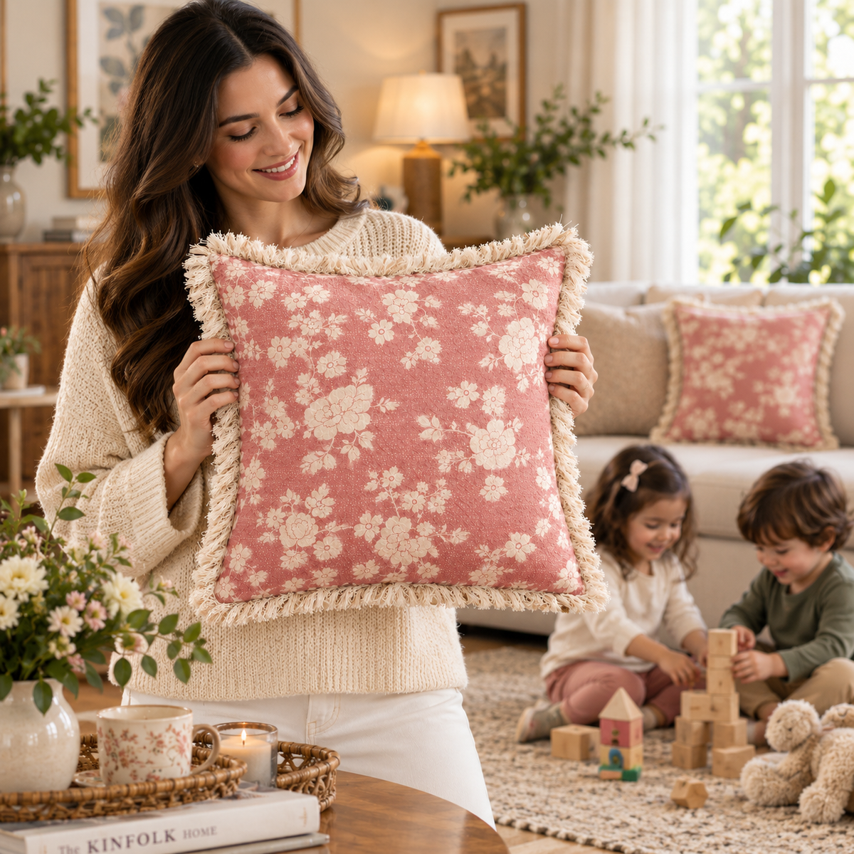 Botanique Double Layer Cotton Cushion Cover – Hand Block Printed
