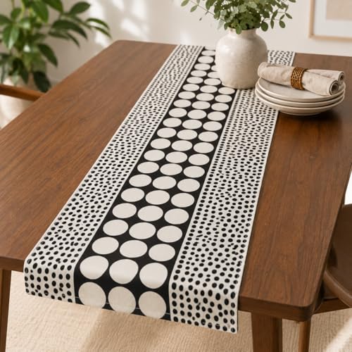 Black & White Harmony Reversible Table Runner