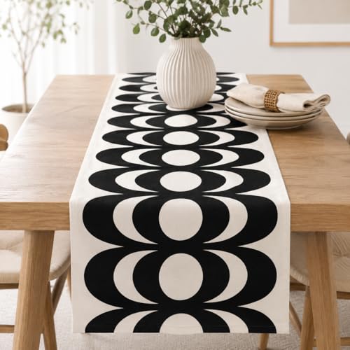 Black & White Harmony Reversible Table Runner