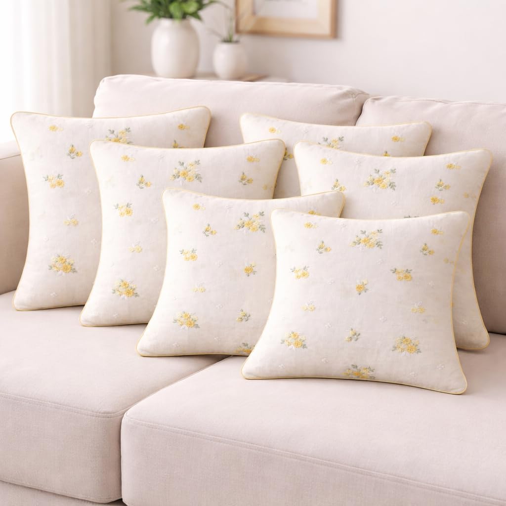 Golden Petal Whisper Cushion Cover
