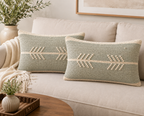 Sage Reverie Textured Cotton-Jute Cushion Cover