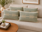 Sage Reverie Textured Cotton-Jute Cushion Cover