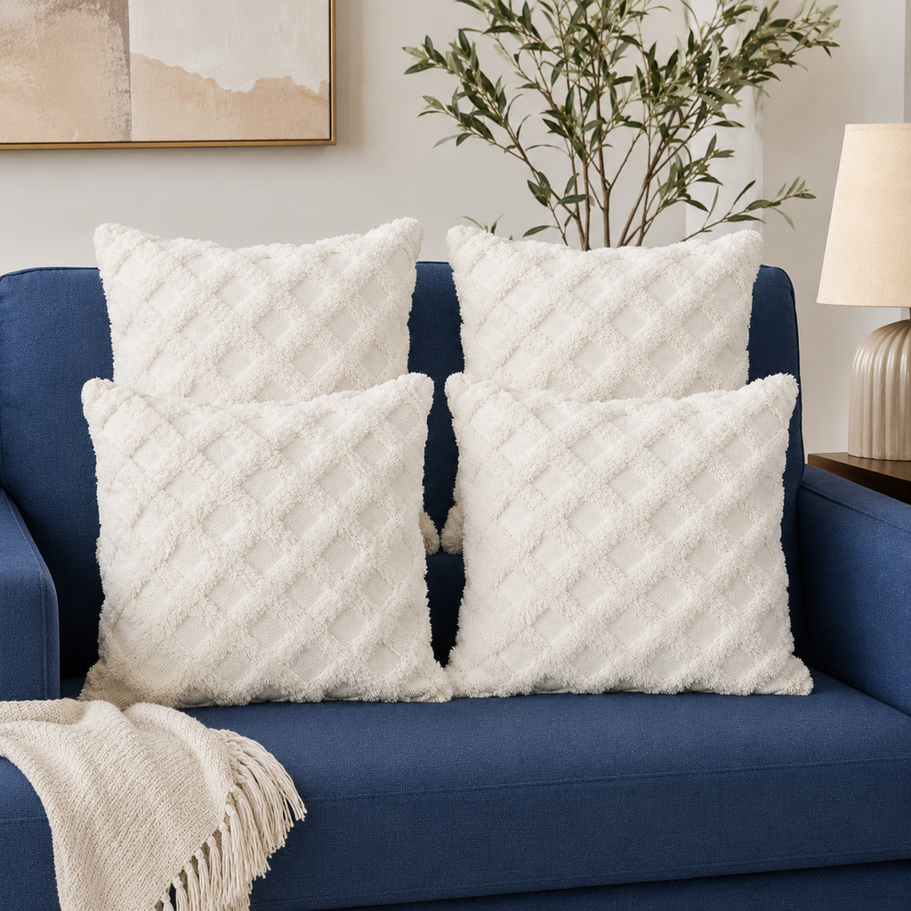 Ivory Terrain Tufted Cotton Cushion Cover