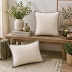 Ivory Grace Embroidered Cotton Cushion Cover