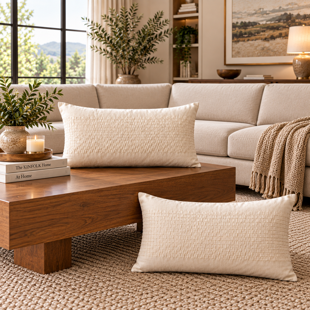 Artisan Weave Handwoven Cotton Throw Pillow Cover