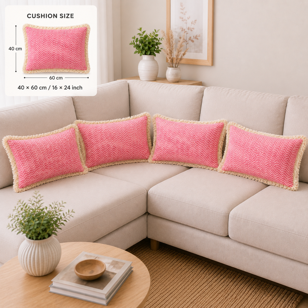Blush Chevron Luxe Cushion