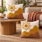 Desert Sunrise Tufted Decorative Cotton Cushion Cover