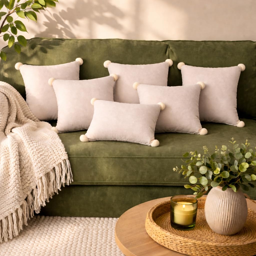 Palais Plush Velvet Pompom Cushion Cover