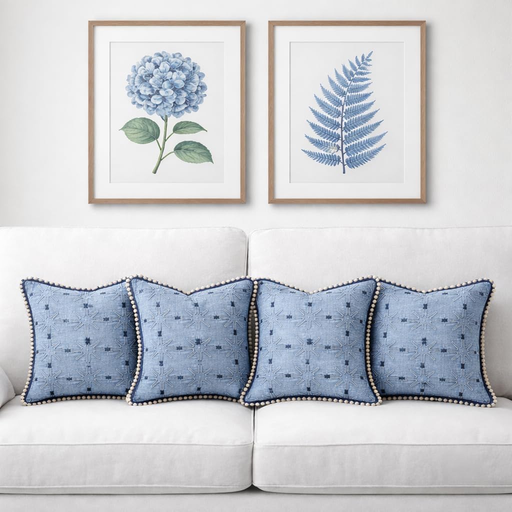 Celeste Star Grid  Indigo Cushion Cover
