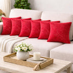Majestic Carmine Velvet Embellishment Cushion Cover