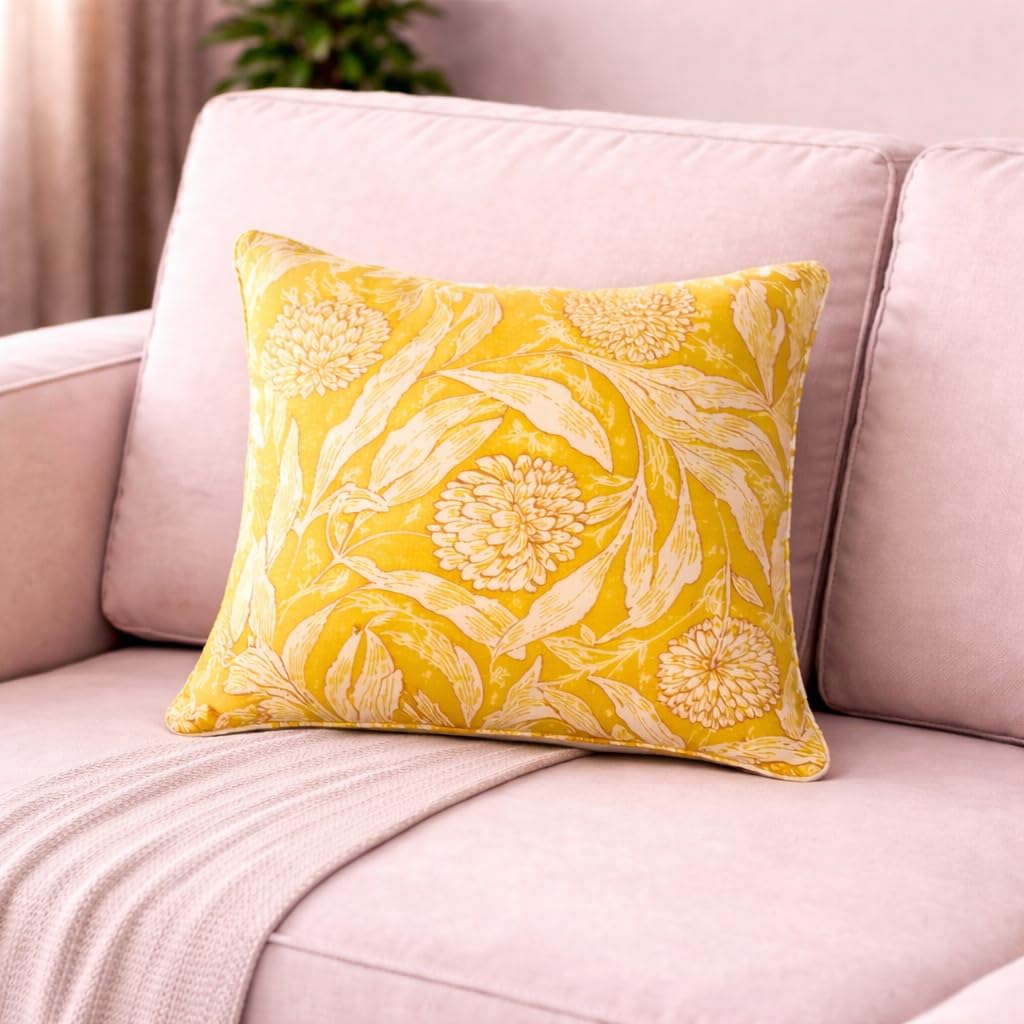 Mustard Bloom Natural Cotton Duck Cushion Cover