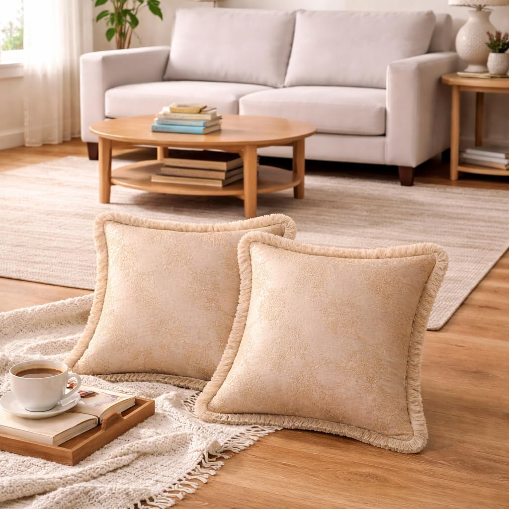 Champagne Floral Luxe Cushion Cover