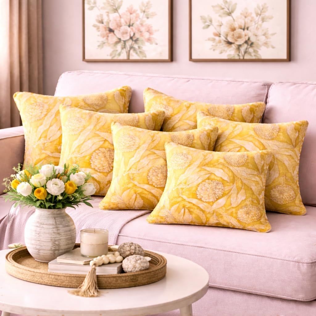 Mustard Bloom Natural Cotton Duck Cushion Cover