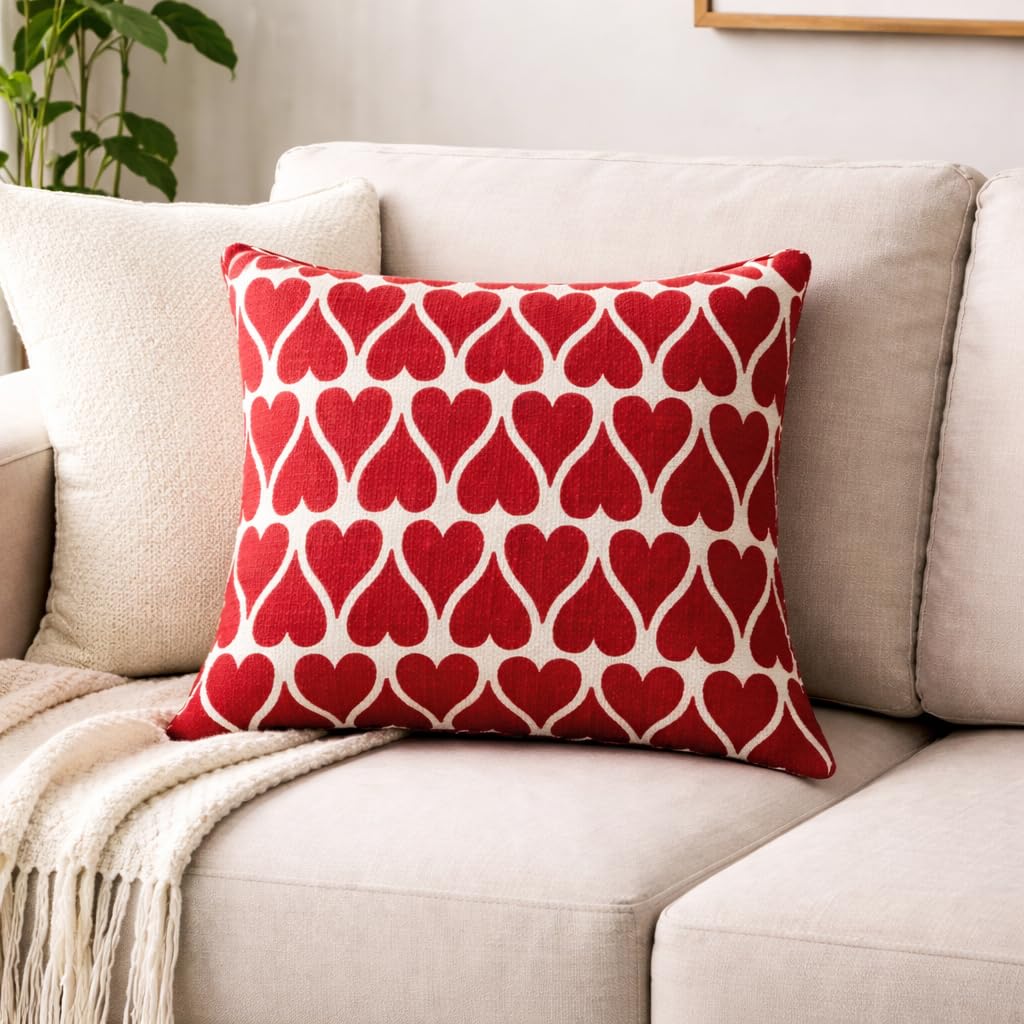Seraphine Heart Slub Cotton Cushion Cover