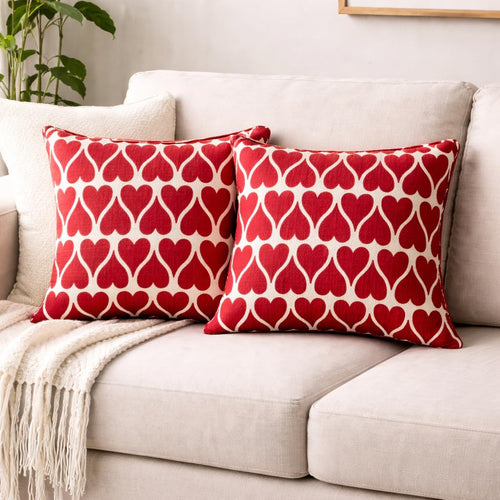 Seraphine Heart Slub Cotton Cushion Cover
