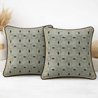 Celeste Star Grid Cushion  Olive green