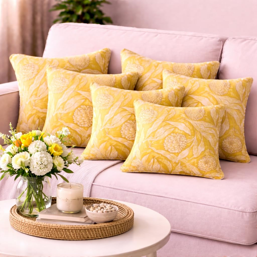 Mustard Bloom Natural Cotton Duck Cushion Cover
